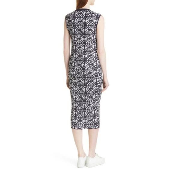 Hugo Boss Feyre's Geo Pattern Ribbed Sheath Dress in Midnight Fantasy - Picture 4 of 16